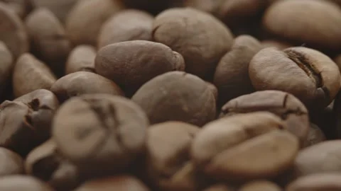 Roasted aromatic coffee beans are spinning Stock Footage 292901386