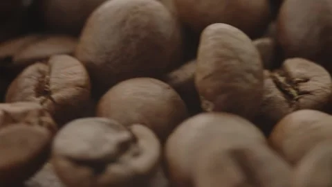 Roasted aromatic coffee beans are spinning Stock Footage 292901549