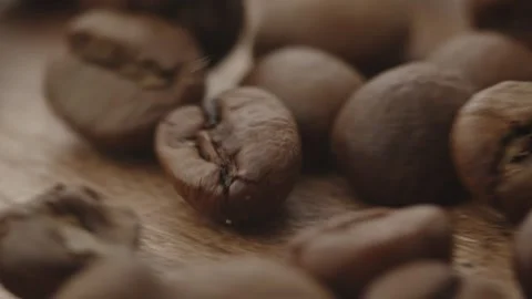 Roasted aromatic coffee beans are spinning Stock Footage 292901772