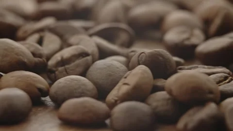 Roasted aromatic coffee beans are spinning Stock Footage 292901933