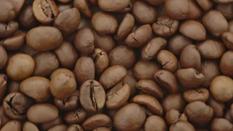 Roasted aromatic coffee beans are spinning Stock Footage 292902133