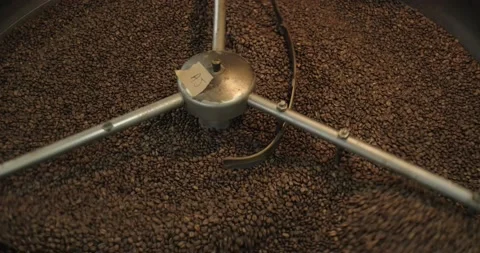 Roasted Beans Being Stirred Overhead Wide Stock Footage 169050434
