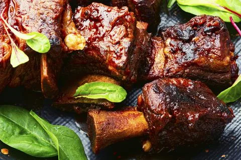Roasted beef brisket on the ribs Stock Photos