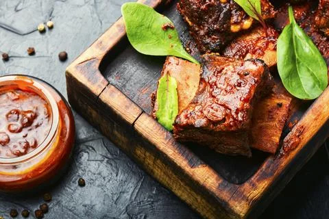 Roasted beef brisket on the ribs Stock Photos