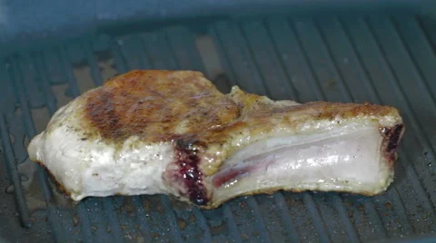 Roasted beef meat on bbq pan with pepper Stock Footage 59760974