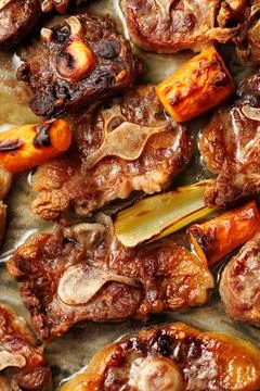 Roasted Beef Oxtail Bones for Homemade Bone Broth Preparation Stock Photos