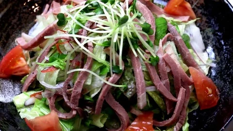 Roasted beef salad Stock Footage 82559021