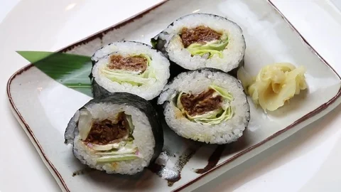 Roasted beef thick roll Stock Footage 82558521