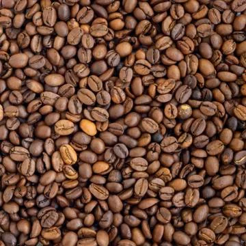Roasted black coffee beans, background 写真素材