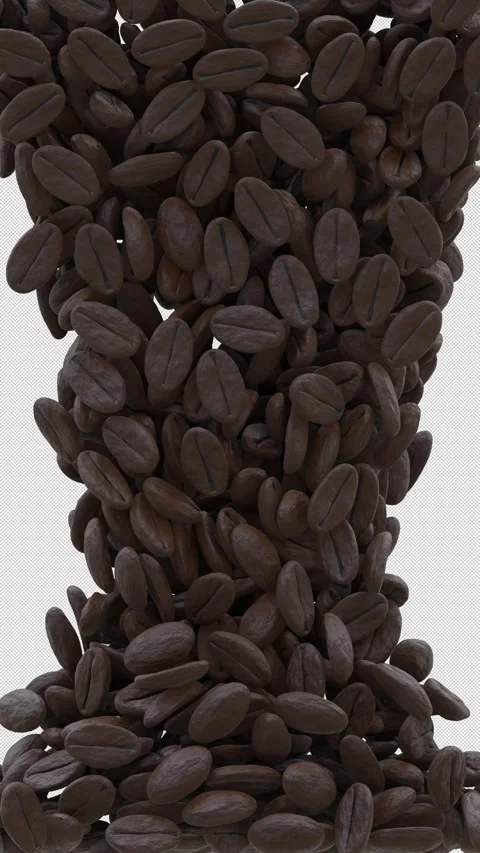 Roasted Black Coffee Beans Portrait Curtain Transition Alpha Channel Stock Footage 269507991