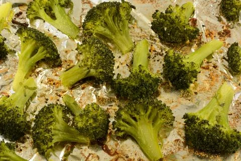 Roasted broccoli florets Stock Photos