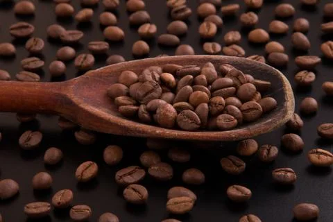 Roasted brown coffee beans Stock Photos