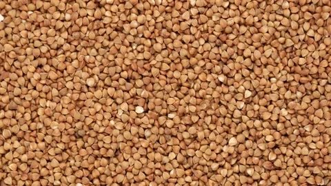 Roasted buckwheat, rotation. Buckwheat - background. Video stock 141117436