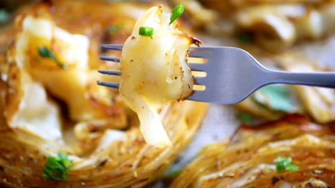 Roasted cabbage Stock Footage 164972283