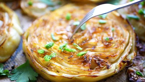 Roasted cabbage Stock Footage 164972314