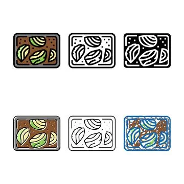 Roasted cabbage multistyle color icon vector Stock Illustration