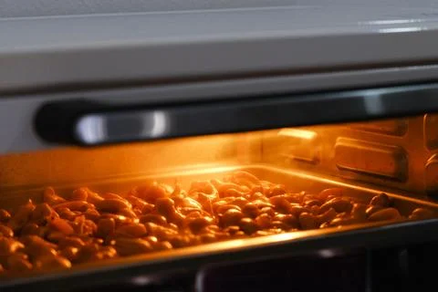 Roasted Cashew Nuts, oven process Stock Photos