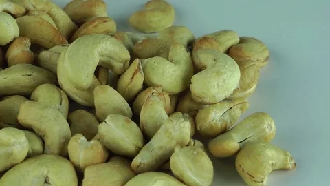 Roasted Cashew Nuts Turning 18 Stock Footage 74002144