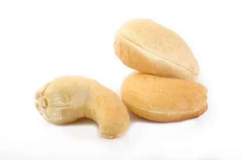 Roasted cashew nuts on white background Stock Photos