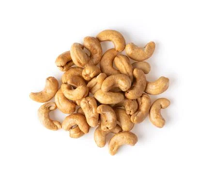 Roasted cashew nuts on white background Stock Photos