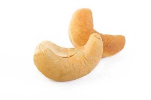Roasted cashew nuts on white Stock Photos