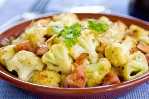 Roasted Cauliflower with Ham Stock Photos