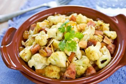 Roasted Cauliflower with Ham Stock Photos