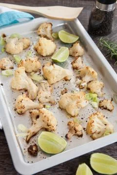 Roasted cauliflower with lime Stock Photos