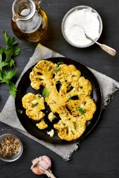 Roasted cauliflower steak Stock Photos