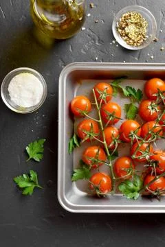 Roasted cherry tomatoes 스톡 사진