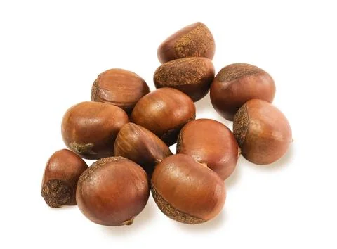 Roasted Chestnuts Isolated on White Background Stock Photos