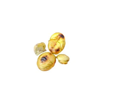 Roasted chestnuts kernel isolated on white background Photos