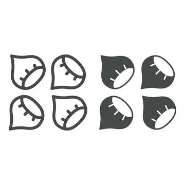 Roasted chestnuts line and solid icon, street food concept, korean nuts roast Stock Illustration