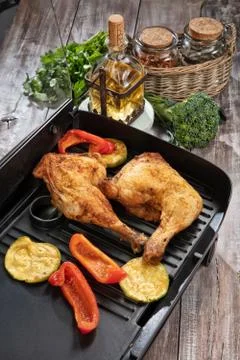 Roasted Chicken And Vegetables Stock Photos