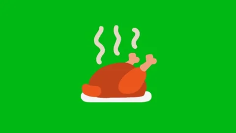 Roasted Chicken Animation on Green Screen Видео 345096587