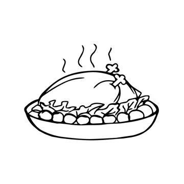 Roasted chicken in a baking dish Stock Illustration