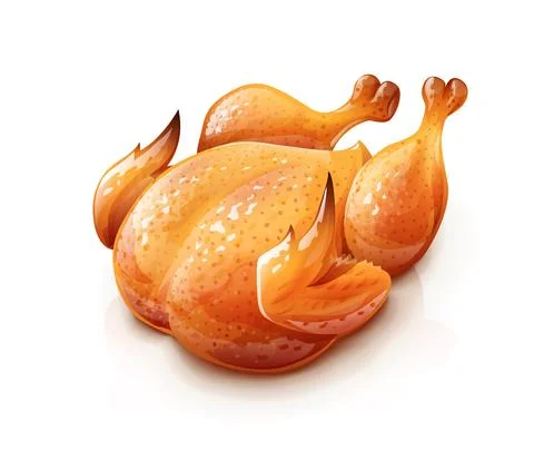 Roasted chicken. Chick meat prepared at grill. Vector illustration. Stock-Illustration