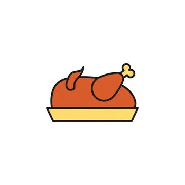 Roasted chicken colored icon. Element of birthday party icon for mobile concept Stock Illustration