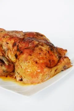 The roasted chicken for Easter celebration Stock Photos