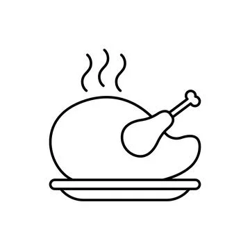 Roasted chicken icon vector logo symbol. Vector illustration isolated on whit Stock Illustration