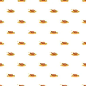 Roasted chicken leg pattern on white background Illustrazione stock