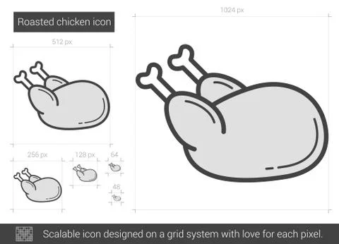 Roasted chicken line icon Stock Illustration