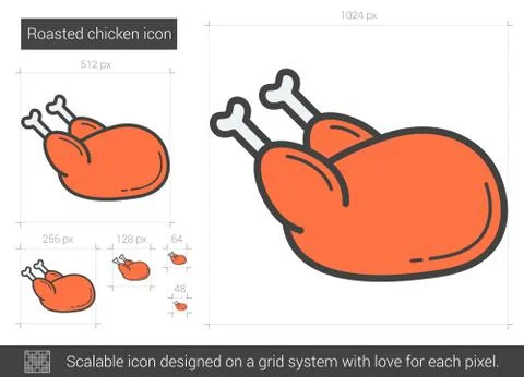 Roasted chicken line icon. Stock Illustration