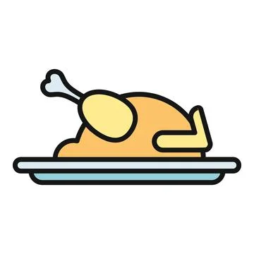 Roasted chicken or turkey served on a plate Stock Illustration