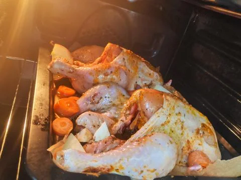 Roasted Chicken Oven Scene 写真素材