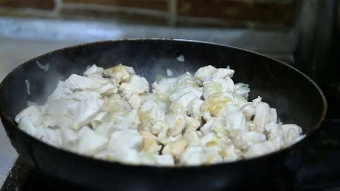 Roasted chicken in the pan Stock Footage 70684947