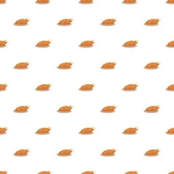 Roasted chicken pattern repeating for festive meal background Stock Illustration