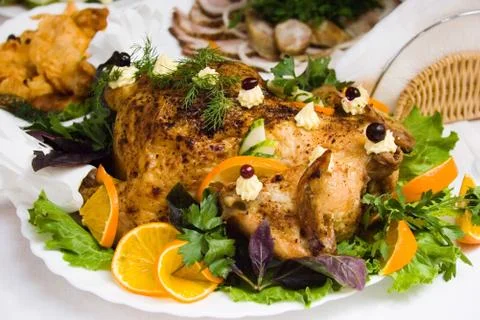 Roasted chicken Stock Photos