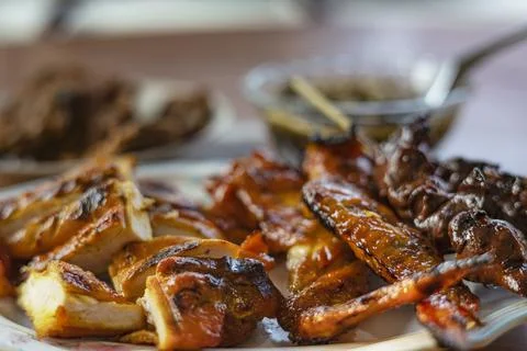 Roasted Chicken On The Table Stock Photos