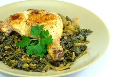 Roasted chicken with vegetable Stock Footage 87902090